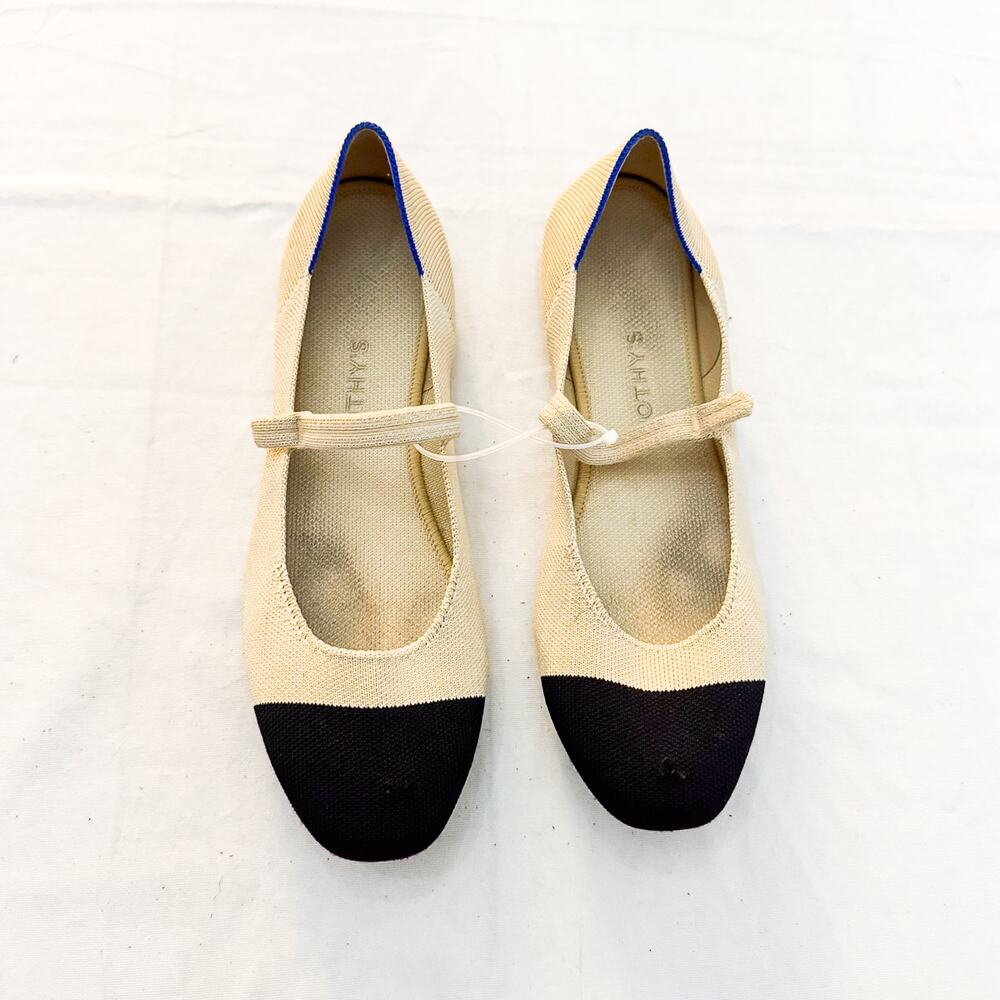 Rothy's The Mary Jane Heel Cream Captoe Flat Shoes Size 11